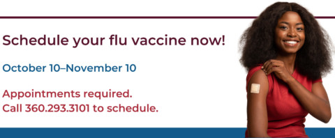 Graphic showing flu shot clinic dates