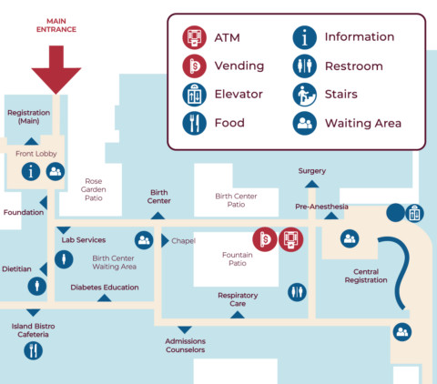 Campus map showing vending machines.