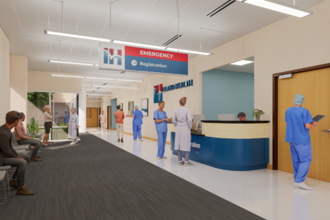 Rendering of what the new Emergency Department entrance will look like once construction is complete.